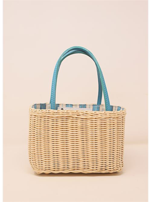 Mini bag in wicker and turquoise leather Laboratorio Capri | 125NATURCH